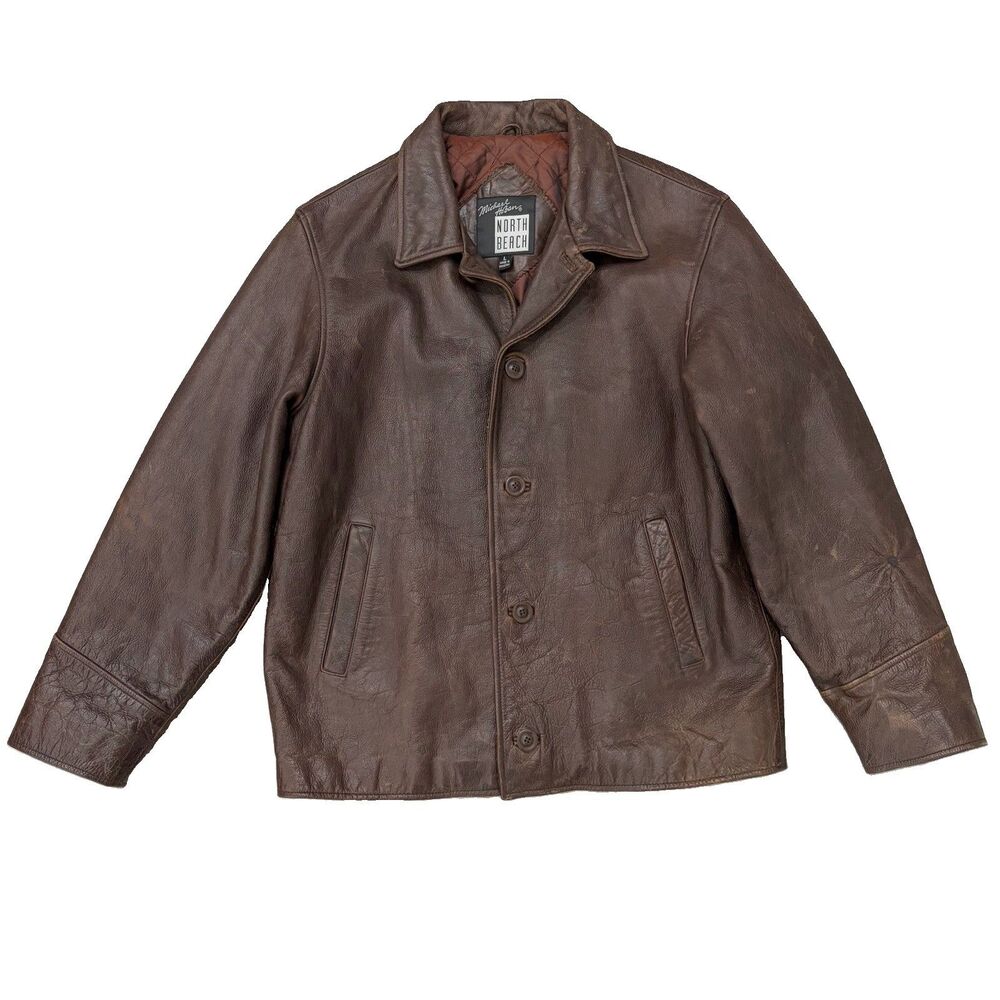 Vintage Michael Hoban North Beach Leather Jacket Size L Brown